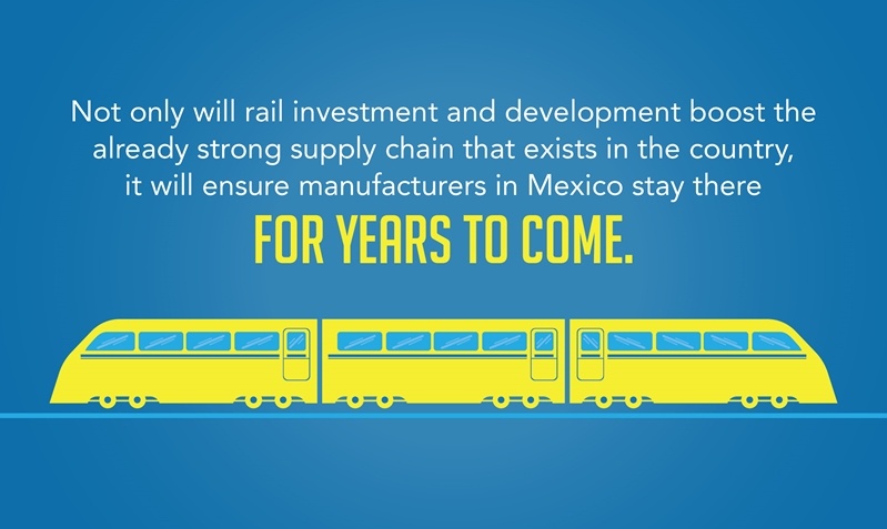 Rail investments adds to the offshoring advantages of manufacturing in Mexico and secures Mexico's position as a major manufacturer for years to come. 
